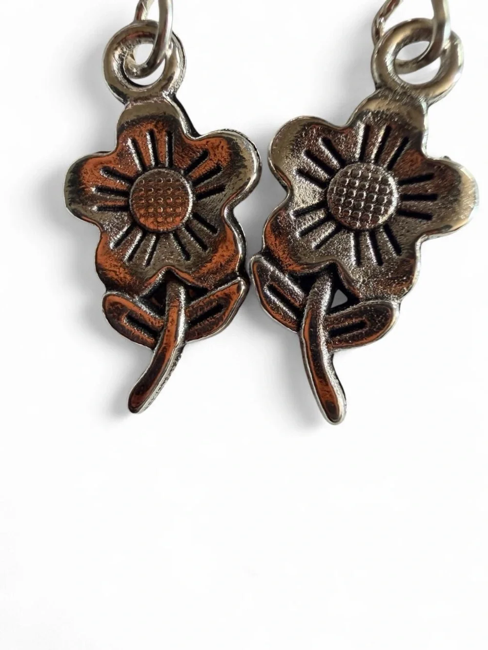 Handmade Silver Floral Drop Earrings Boho Artisan